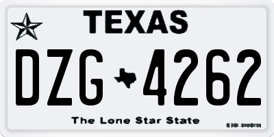 TX license plate DZG4262