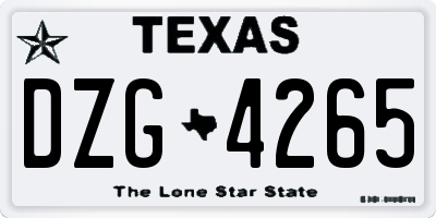 TX license plate DZG4265