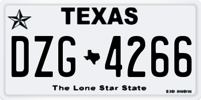 TX license plate DZG4266