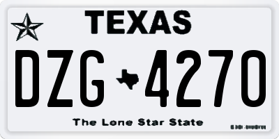 TX license plate DZG4270