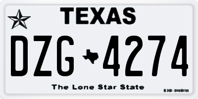 TX license plate DZG4274