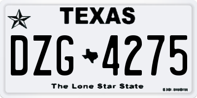 TX license plate DZG4275