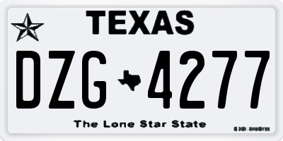 TX license plate DZG4277