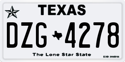 TX license plate DZG4278