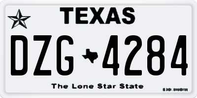 TX license plate DZG4284