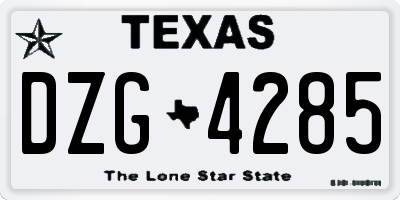 TX license plate DZG4285