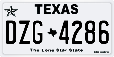 TX license plate DZG4286
