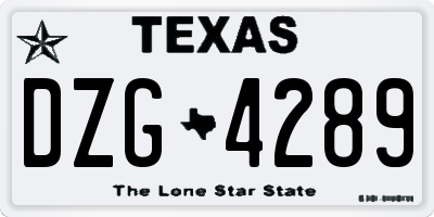 TX license plate DZG4289