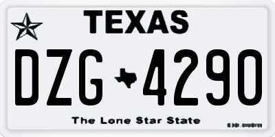 TX license plate DZG4290