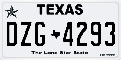 TX license plate DZG4293