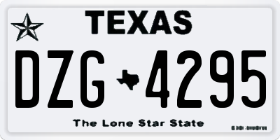 TX license plate DZG4295