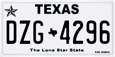 TX license plate DZG4296