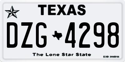 TX license plate DZG4298