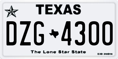 TX license plate DZG4300