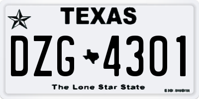 TX license plate DZG4301
