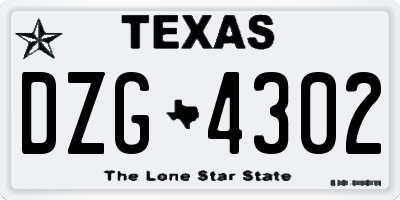 TX license plate DZG4302