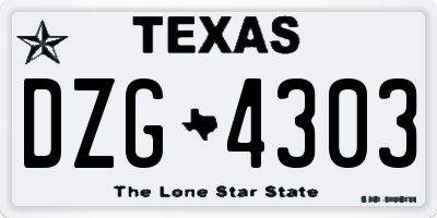 TX license plate DZG4303