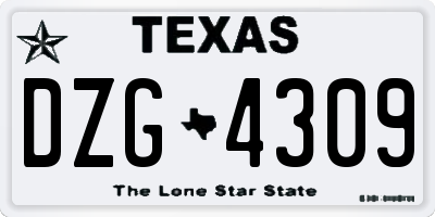 TX license plate DZG4309