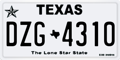 TX license plate DZG4310