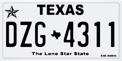 TX license plate DZG4311