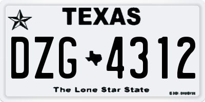 TX license plate DZG4312