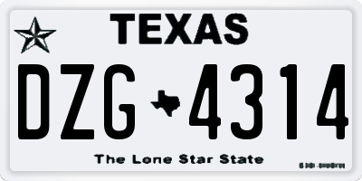 TX license plate DZG4314