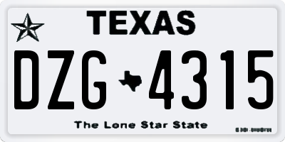 TX license plate DZG4315
