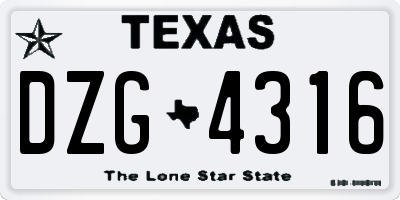 TX license plate DZG4316