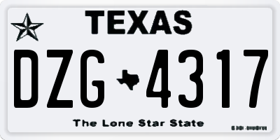 TX license plate DZG4317