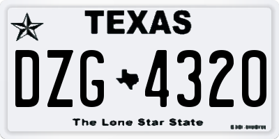 TX license plate DZG4320