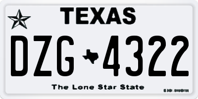 TX license plate DZG4322