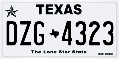 TX license plate DZG4323