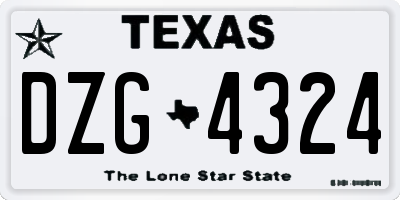 TX license plate DZG4324