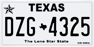 TX license plate DZG4325