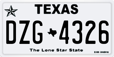 TX license plate DZG4326