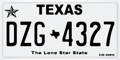 TX license plate DZG4327