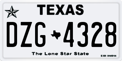 TX license plate DZG4328