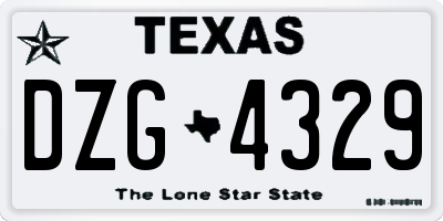 TX license plate DZG4329