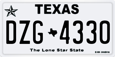 TX license plate DZG4330