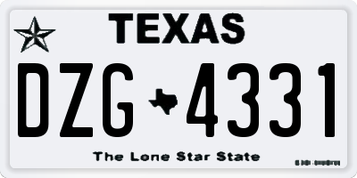 TX license plate DZG4331