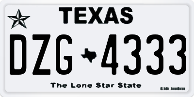 TX license plate DZG4333