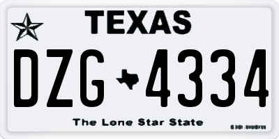 TX license plate DZG4334