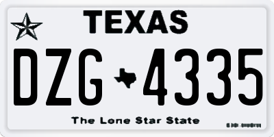 TX license plate DZG4335