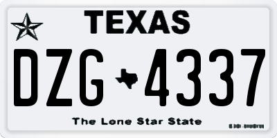 TX license plate DZG4337