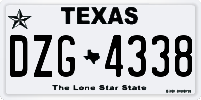 TX license plate DZG4338