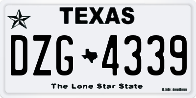 TX license plate DZG4339