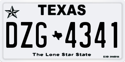 TX license plate DZG4341