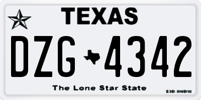 TX license plate DZG4342