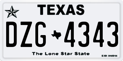 TX license plate DZG4343