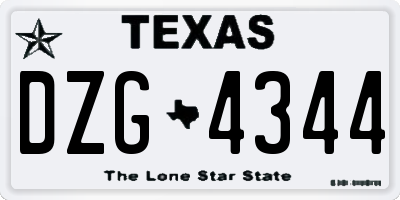 TX license plate DZG4344